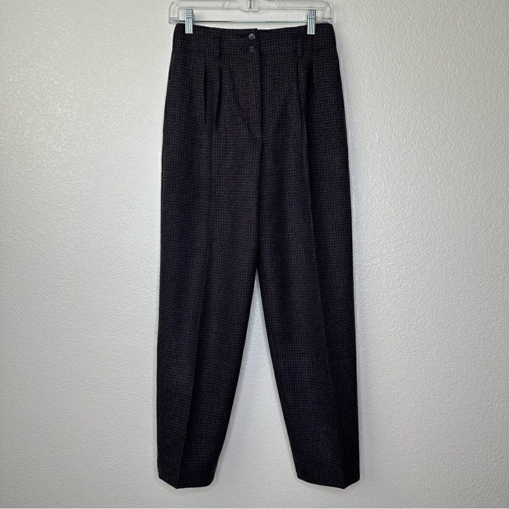Neiman Marcus 100% Wool Gingham High Waisted Pants